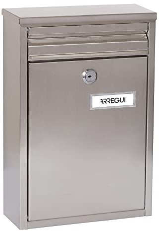ARREGUI Zaguán E5757 Boîte aux Lettres en Acier Inoxydable, Taille S (Courrier format A5), Boîte aux Lettres Extérieure Individuelle, Avec fente arrière, Anticorrosion, Facile à Installer, Inox