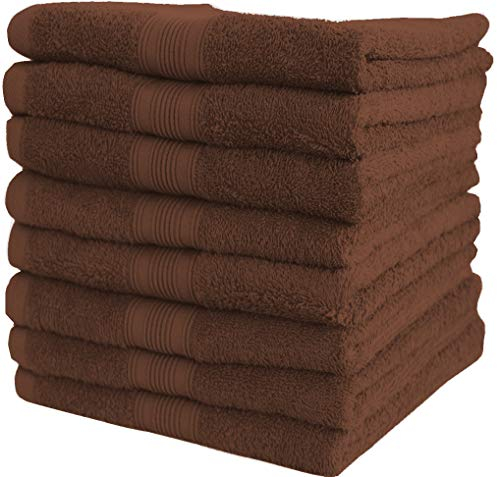 NatureMark 8er Pack Handtücher, 100% Baumwolle, 50 x 100 cm, Handtuch Set Schokobraun