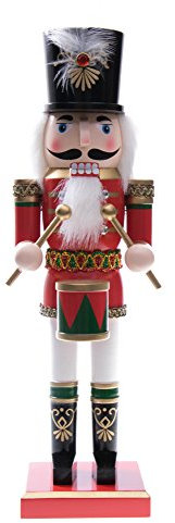 Clever Creations Soldier Drummer Nutcracker Decoration Figure With Hat And Drum - 14 Red, Green, Black, White And Gold