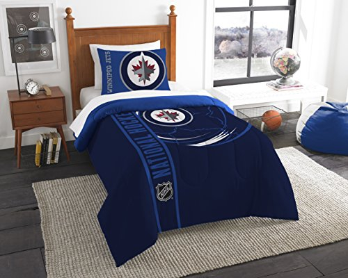 Northwest Comforter and Sham NHL Winnipeg Jets Twin Steppdecke und Kissenbezug, Polaris Nachtblau, Size