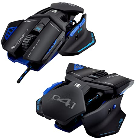DragonWar Phantom 4.1 Souris gamer Filaire - Laser - 9500 Dpi - 4 Vitesses (1000/2400/4000/9500) Dpi - RGB - 7 Boutons programmables - Taille réglable - Câble 1,8 m - PC - Ergonomique - Noir Bleu
