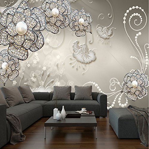 VLIES FOTOTAPETE WANDTAPETEN FOTOTAPETEN -3D MODERN BLUMEN SCHMUCK - KN-1115 (XXL 400cm x 280cm 8-Bahne)