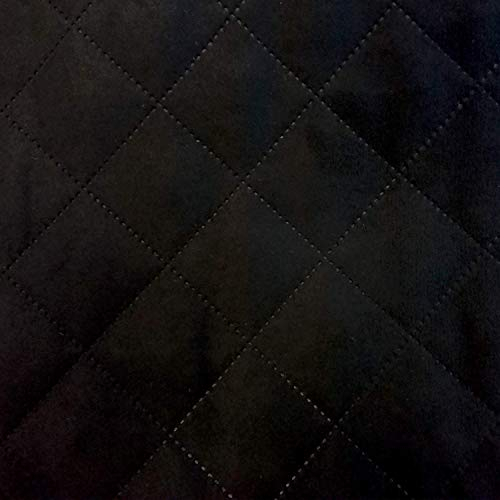 novely® ALPEN Velours Gesteppt | 1 lfm | 3-lagig kaschiert | Volumen Möbel-Polsterstoff | Karo Raute 5x5cm Farbe: 14 Schwarz