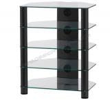 SONOROUS - Meuble HiFi 4 étagères. Verre Transparent/châssis Gris. réf. rx2140-tg