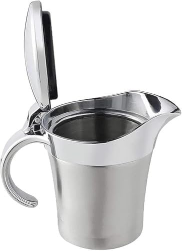 Double Insulated Gravy Boat - Stainless Steel Sauce Jug with Hinged Lid