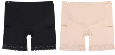 Culotte de Sécurité Femme Enceinte Shorty sous Robe Panty Eté Anti frottement Short Slip Boxer Réglable Haute Taille Legging Court Elastique Grossesse Maternité Sous-vêtements Pantalons avec Poches