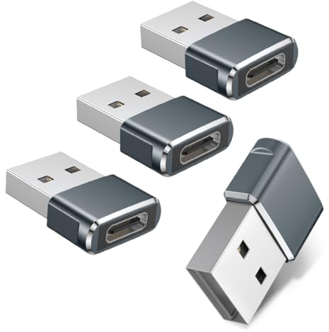 Basesailor USB C Buchse auf USB Stecker Adapter 4Stück,Typ C Female to A Male Ladekabel Adapter für Apple Watch 9 8 7,iPhone 16 15 Pro Max,iPad 10 Mini 6 Air 5,Samsung Galaxy A53 A54,Z Fold 5,CarPlay