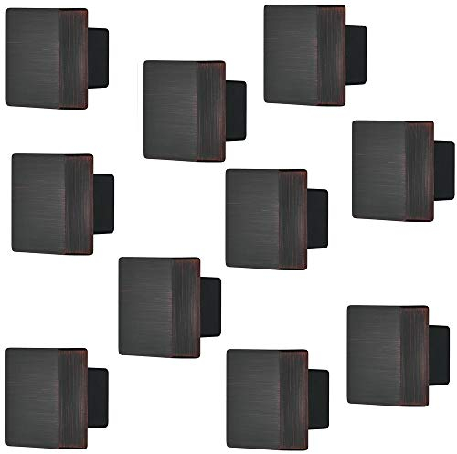 Gedotec Möbelgriff eckig Türknopf Vintage Möbelknopf Bronze geölt - SQUARE | Knopf-Griff 30 x 30 mm | Schrankknopf Antik für Schubladen & Kommode | 10 Stück - Design Tür-Knauf Schranktür mit Schrauben