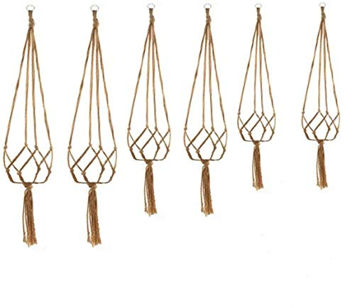 YKKJ 6er Set, Aufhängung für Pflanzen,Blumenampel Hängeampel ,Jute-Sei Pflanzenhalter für Innen, Außen, Decken, Balkone, Terassendeko, Wanddeko