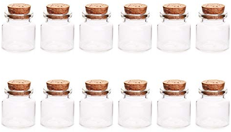 20 tarros pequeños de corcho de cristal de 10 ml, frascos de 30 mm x 30 mm.