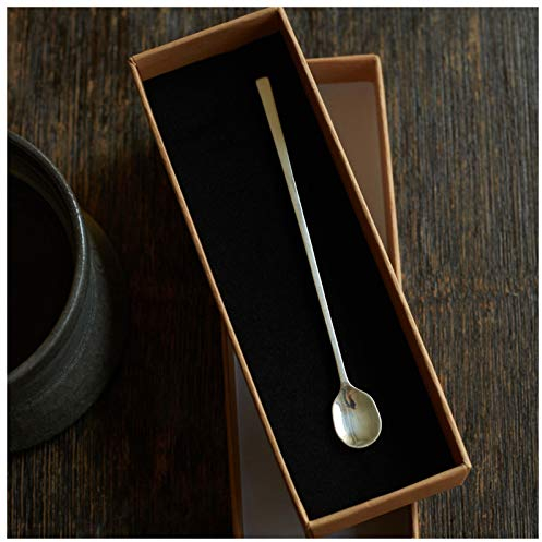 Cucchiaio da Tavola Argento sterling manico lungo cocktail caffè stirring scoop tè ghiaccio tè gelato torta dessert scoop latte cereale cereale cucchiaio colazione Mestolo da Minestra Cucchiaio per Po