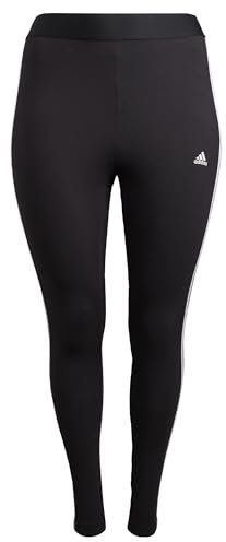 adidas Damen Essentials 3-Stripes Leggings (Plus Size), Black/White, XL Plus