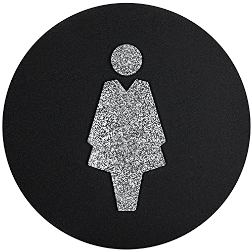 Sosenco WC für Damen Schild aus Plexiglasscheibe – Toiletten Türschild Plexiglas – WC Türdeko – Damentoiletteschild – WC Wegweiser (Silber)