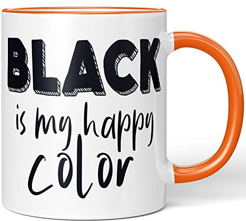 JUNIWORDS Tasse, Black is My Happy Color, Wähle Farbe, Orange