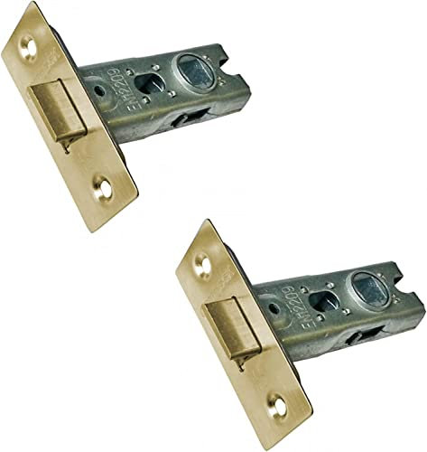 UAP 75mm Tubular Door Latch with Square Corners - 2-Pack Stainless Steel Internal Door Lock Set with Strike Plate & Fittings for Home, Office & Commercial Use (2 Pack, 75mm, Satin Stainless)