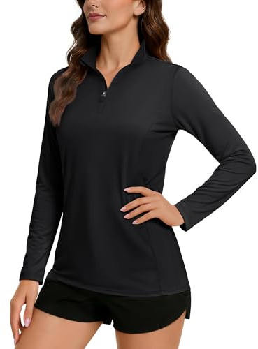 TACVASEN Women's Long Sleeve Top 1/4 Zip Shirt UPF 50+ T-Shirt Sun Protection Rash Guard Quick Dry Hiking Fishing Work Shirts