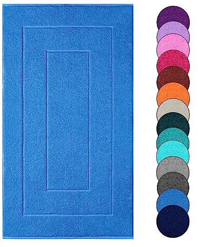 Lashuma Duschvorleger Frottee, London Blau - Capri Badteppich Groß 50x80 cm