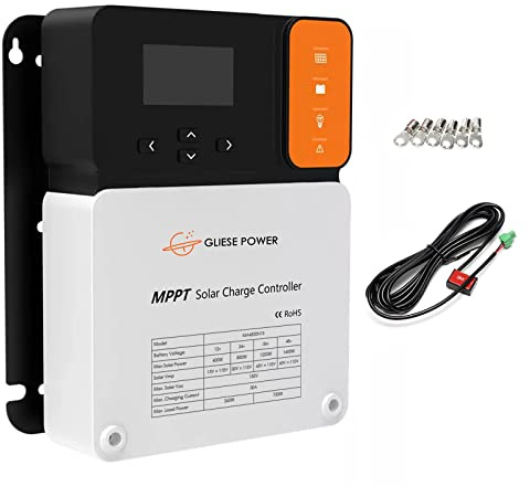 Rhein Beleuchtung MPPT Solar Laderegler Solar Ladegerät Controller 30A 12V/24V/36V/48V IP32 DC Eingang Solarladeregler mit LCD,Verbesserung die Ladeeffizienz 30%
