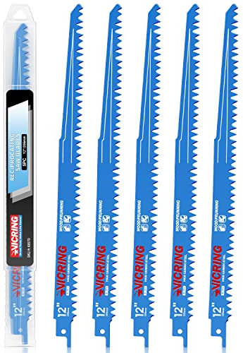 Lot de 5 lames de scie sabre pour coupe sur bois 12 pouces pour scie sabre Sawzall Blades Wood Cutting Set (5 pack/5TPI)