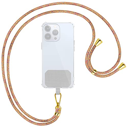 mtb more energy® Universal Handykette - Rainbow - Metallteile Farbe Gold - kompatibel mit vielen Handyhüllen - Band Seil Kordel zum Umhängen