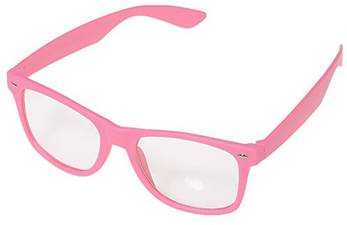 Miobo Sonnenbrillen Party Brillen 1980 style Retro Atzen Nerdbrille Hornbrille Sonnenbrille oder Klarglas Schwarz (Rosa Klarglas)