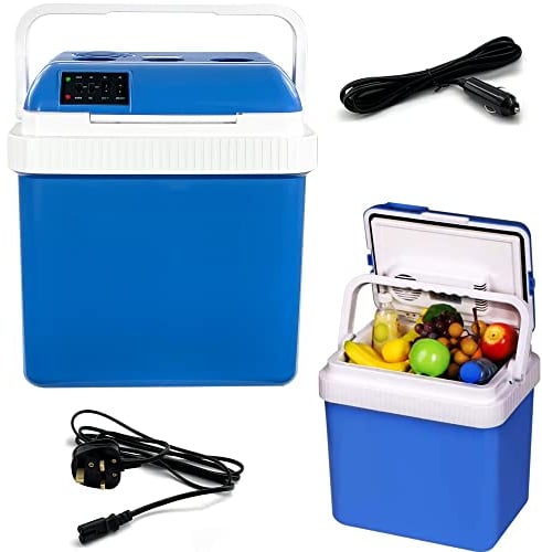 Crystals Thermoelectric 24L/26L 240V AC & 12V DC Electric Cool Box, Heating and Cooling Functions, Portable Travel Cooler Box Camping Car Mini Fridge (24L Cooler & Warmer)