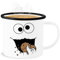 Emaille Becher Blechbecher - Karneval & Fasching - Tassen - Keks Monster I Krümelmonster I Cookie Monster - 300 ml - Weiß Schwarz - fasching- auge tasse carnevale kekz metall karnevals keke