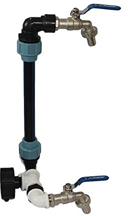 IBC Schwanenhals Auslaufhahn - Regenwassertank IBC Tankhahn Aus Messing - S60x6 Wasserfaß Regenfass Wasserhahn Absperrhahn - IBC Adapter Mit Schwanenhals 3/4 Zoll Verbindungsset (Doppel Wasserhahn B)