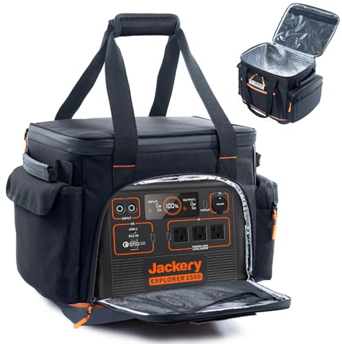 FRECOLSH Reise-Tragetasche, kompatibel mit Jackery Explorer 1500, tragbarer Kraftwerks-Aufbewahrungskoffer mit wasserdichtem Boden und Tasche für Jackery Zubehör, Solargenerator, nur