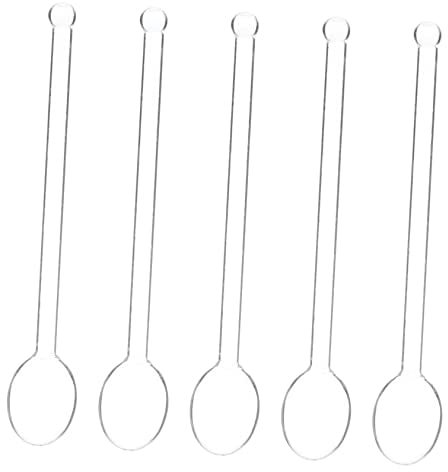 BESTonZON 5pcs Mini High Borosilicate Glass Espresso Coffee Spoons Stirrer for Household Tea Coffee Party Use