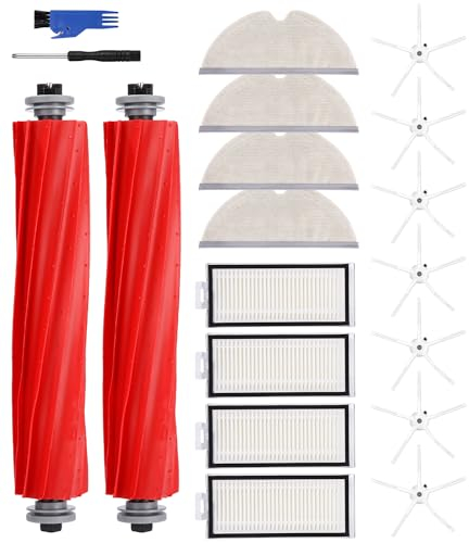 SOBEAU Pièces de Rechange pour Roborock Q7 Max Plus / Q7 Max / Q7 / Q7 Plus, 2 brosse principale, 4 HEPA filtres, 7 brosses latérales, 4 chiffons à serpillère, Kit de Accessoire pour Roborock Q7