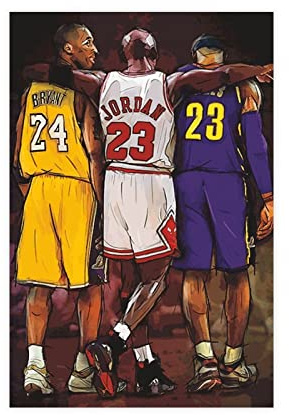 GeDiz Lebron James Kobe Bryant Michael Jordan Poster Leinwand Poster Wandkunst Dekor Druck Bild Gemälde für Wohnzimmer Schlafzimmer Dekoration ungerahmt 30 x 45 cm