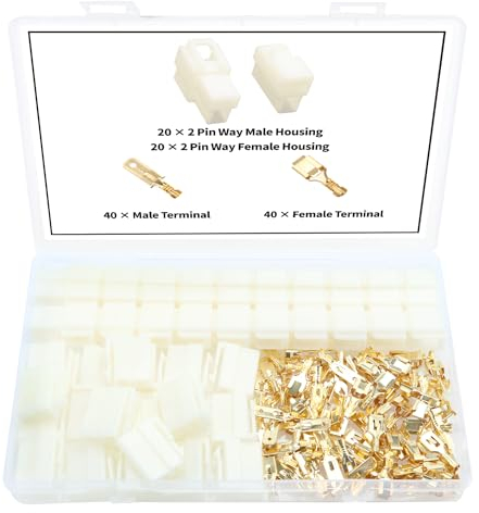 YIXISI 120 Pezzi 6.3mm Kit di Connettori Elettrici per Auto, 2 Pin Kit Connettore e Terminali da Crimpare, Connettori per Cavi Elettrici per Automobili, per Auto e Moto