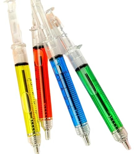 ulafbwur Kugelschreiber in Spritzenform, 4 Stück/Set, Arzt, Krankenschwester, Geschenk, Flüssigstift, Kugelschreiber