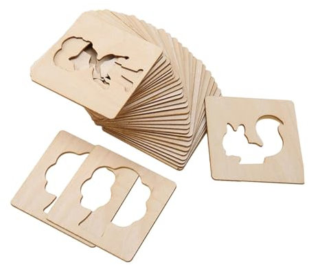 Perfeclan Zeichenschablonen für Kinder, Kreideschablonen aus Holz, pädagogische DIY-Malschablonen, Malvorlagen für Kleinkinder, Kunsthandwerk, 32 Stück