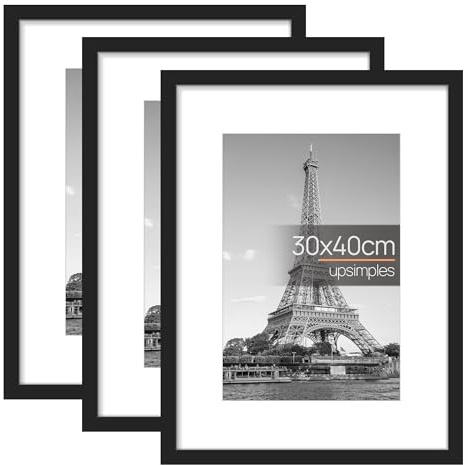 upsimples 3 Pack 30x40 Frame, Picture Frames, Versatile Photo Frame, Black | Ideal for Photos, Posters, Art Display, Certificates, Freestanding, and Wall Mountable, 30x40cm