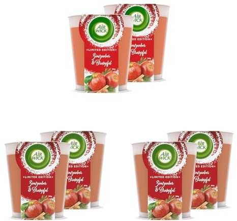 Air Wick Wohlfühl-Duftkerze im Glas – Duft: Zimtzauber und Bratapfel – Je bis zu 20 Stunden Brenndauer – Enthält natürliche ätherische Öle – 2 x 105 g Duftkerze (Packung mit 3)