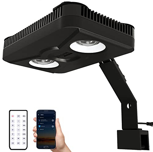 Lominie Beleuchtung Aquarium,Aquarium LED-Rifflicht, Korallen, WiFi-Steuerung, 135 W, programmierbares Salzwasser-Aquariumlicht, Vollspektrum, für Meerwasseraquarien, mit Ständer