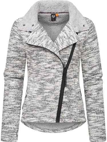 Ragwear Damen Sweatjacke Strickjacke mit Teddyfell-Futter Saskie Melange YOUMODO Ash Gr. XXL