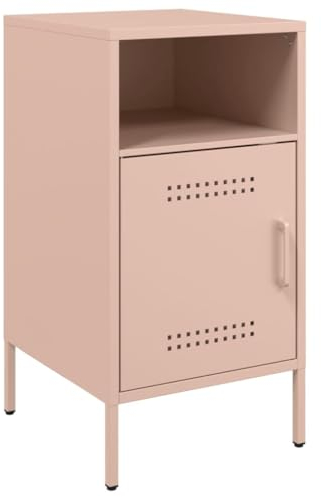 vidaXL Nachttisch, Nachtschrank mit Stauraum, Nachtkommode Verstellbare Schraubfüße, Nachtkonsole, Industrie-Stil, Rosa Kaltgewalzter Stahl