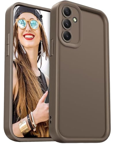 DESSEN Cover per Samsung Galaxy A35 5G - Silicone Custodia Antiurto Protezione Fotocamera Case Antishock Morbida TPU Bumper Resistente, Marrone
