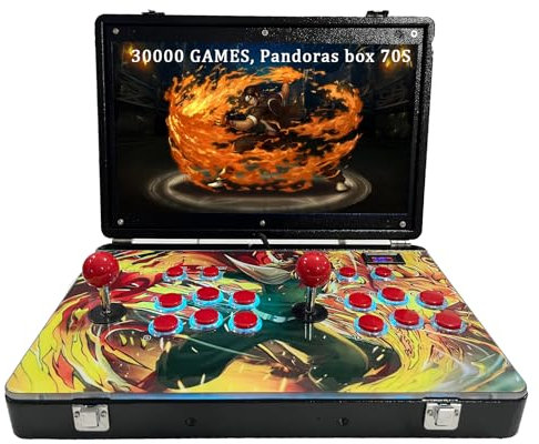 RegiisJoy 30000 in 1 Portable Arcade Game Console 18-inch HD Screen Dual Players Pandoras Box 70S,Retro Video Game Machine Metal Box Search/Hide/Save/Load/Pause Games