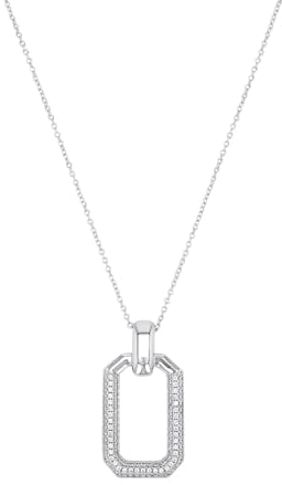 JOOP! Kette mit Anhänger 925 Sterling Silber Damen Halsschmuck, mit Zirkonia synth., 42+3 cm, Weiß, Kommt in Schmuck Geschenk Box, 2038935