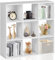 ZZINOKE Bücherregal, Bücherschrank, Weiß Würfelregal,mit 9 Ablagefächern, Horizontal, Vertikal Oder Kopfüber Aufstellbar, Geeignet Für Wohnzimmer, Schlafzimmer, Büro,93×29,5×93 cm, Weiß