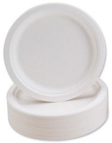 Premium Quality Pack of 50 Large Disposable Plates - 9/23cm, Rigid Bagasse, Biodegradable Dinner Party Plates for Everyday USE, Birthday, Picnic, BBQ, Work, Christmas Parties