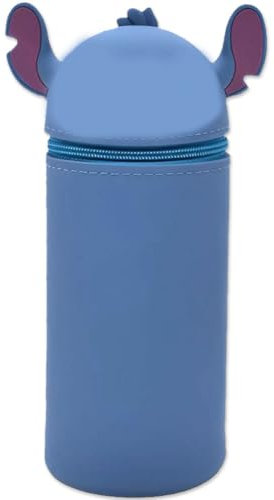 ADYEKSD Kawaii Federmäppchen, 2 in 1 aus welchem Silicon, Tischstifthalter, Reißverschluss, Stiftetasche Buntstifte Marker, Büro, Uni, niedlicher Schulbedarf, Cartoon Mädchen Jungen (Blau Anime)