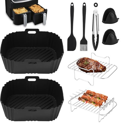 12 Pièces Silicone Moule Air Fryer Accessoires,Réutilisable Friteuse Air Chaud Silicone pour Ninja AF300EU, AF400EU,Moule Accessoires Airfryer pour Foodi Max Dual