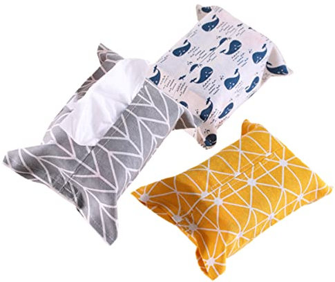 BUGUUYO 3pièces Boîte à Mouchoirs Lin Housse De Papier Essuie-Mains Lavable Et Pratique pour Cuisine Et Salon Rangement Serviettes Table Flexible Et Facile à Nettoyer Style