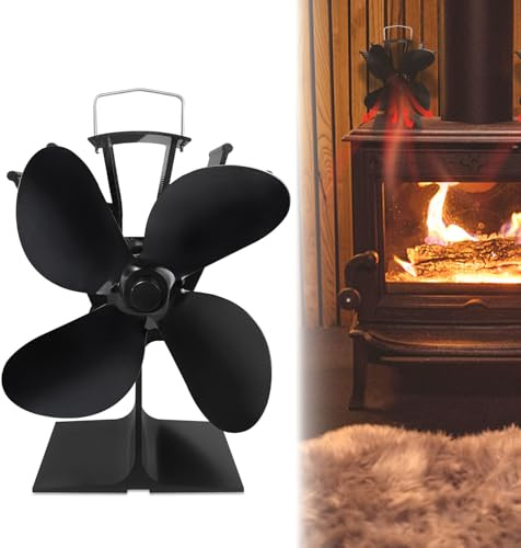 LILIIN Kaminventilator 4 Blatt Ofenventilator, Ventilator Heizbetriebener Ofenventilator, Wärmebetriebener Ventilator, für Öfen, Holzöfen, Kamin, Typ A