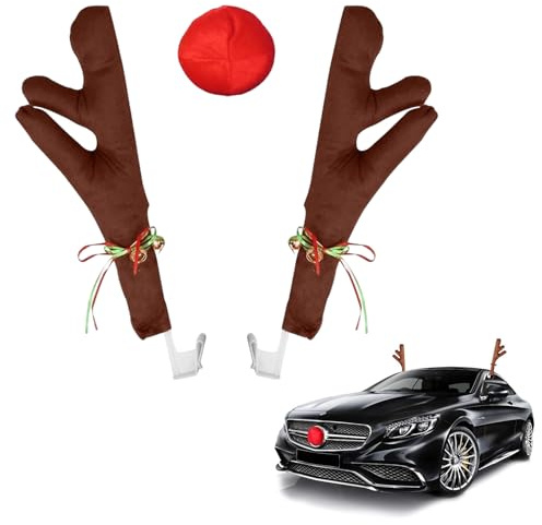 Rentier Auto Weihnachtsdekor,Weihnachtsdeko Auto,RentiergeweihAuto,Rentier DekoAuto,Geeignet für die Dekoration,Lkws und Lieferwagen,Tragen Sie zur Weihnachtatmosp